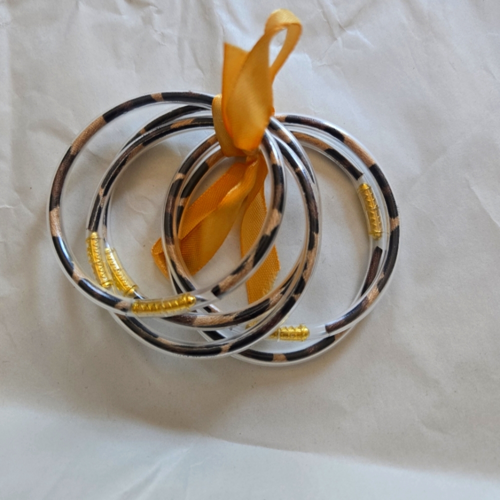 Leopard Print Bangles with Gold Accents